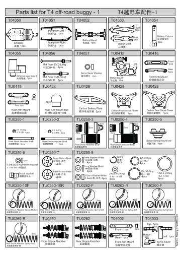 Parts list for T4 off-road buggy - 1 T4è¶éè½¦éä»¶-1 - Petit RC