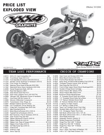 XXX-4 G+ Pricelist.pmd - Losi