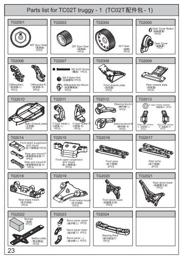 Parts list for TC02T truggy - 1 (TC02T - 1) éä»¶å - Petit RC