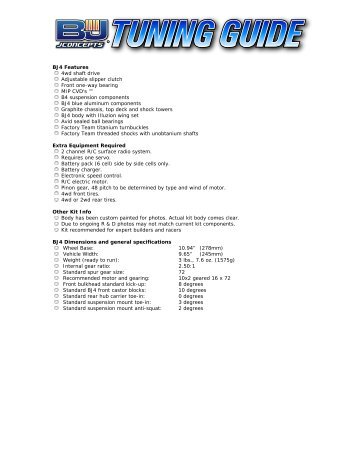 BJ4 Tuning Guide - Petit RC