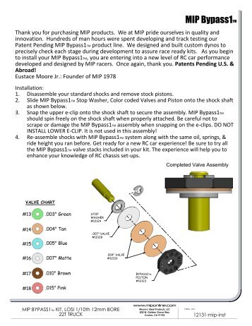 MIP ByPass Instructions for TLR Big Bore - Petit RC