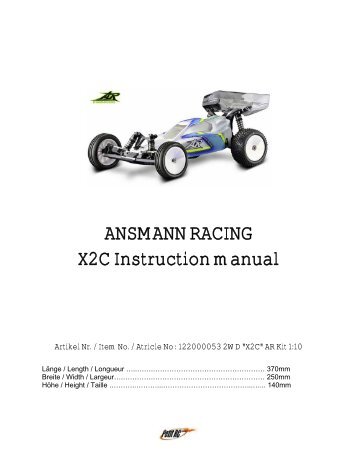 ANSMANN RACING X2C Instruction manual - Petit RC