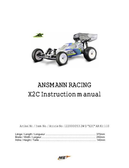 ANSMANN RACING X2C Instruction manual - Petit RC