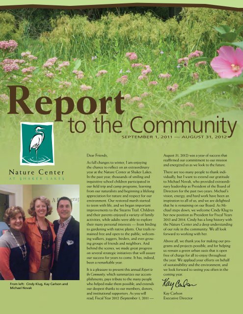 Report to the Community 2011-2012 - Nature Center at Shaker Lakes