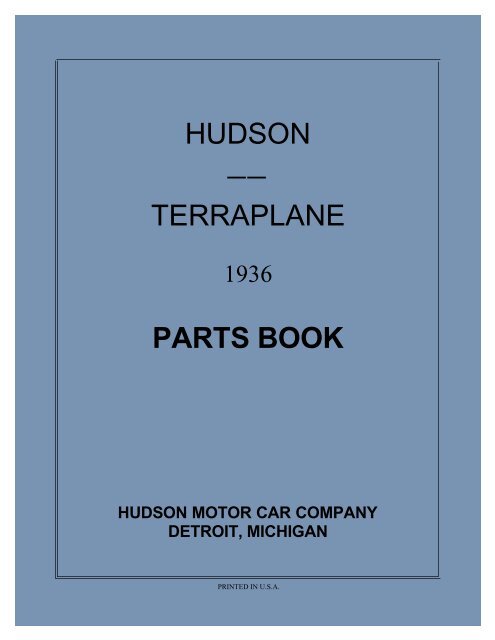 1936 Hudson Terraplane Parts Book - Hudson-Essex-Terraplane Club