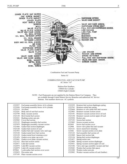 1946 Hudson Group Parts Book