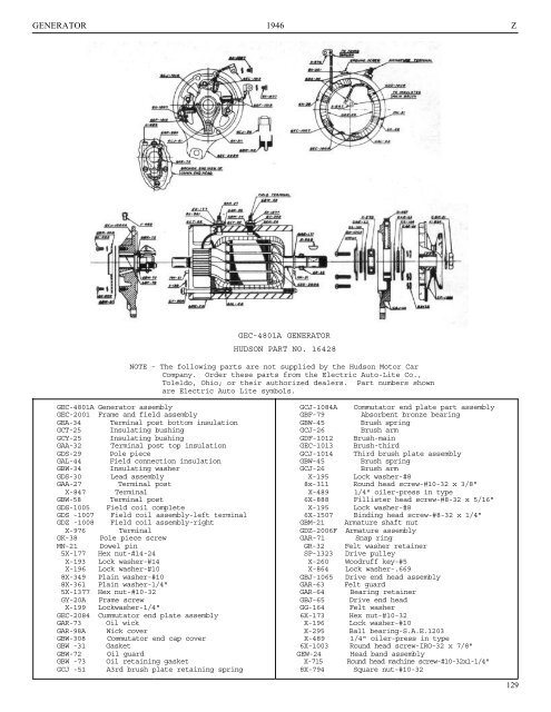 1946 Hudson Group Parts Book