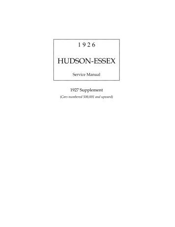 1926 Hudson-Essex Shop Manual - Hudson-Essex-Terraplane Club