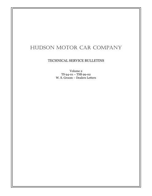 HUDSON MOTOR CAR COMPANY - Hudson-Essex-Terraplane Club