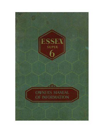 1932 Essex Owners Manual - Hudson Essex Terraplane Club