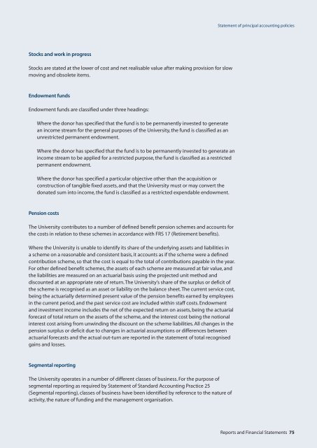 Reports and Financial statements 2009 - the University Offices ...