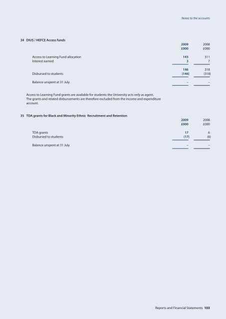 Reports and Financial statements 2009 - the University Offices ...