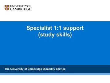 Specialist 1:1 support (study skills) - University of Cambridge