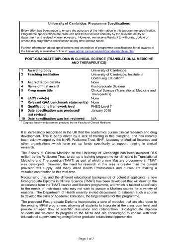 Translational Medicine and Therapeutics - University of Cambridge