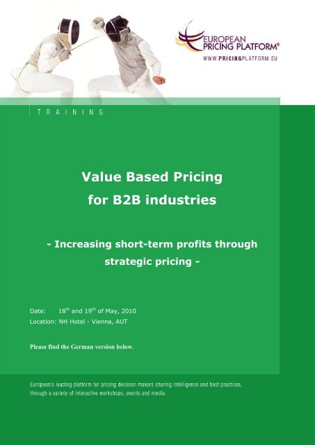 Value Based Pricing for B2B industries - Hinterhuber & Partners