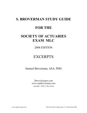 Study Manual For Soa Mlc