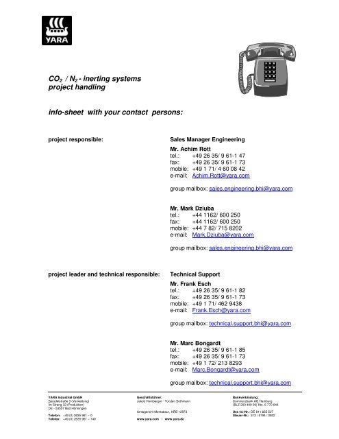 CO2 / N2 - inerting systems project handling info-sheet ... - Yara UK