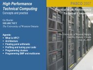 HPC, Architecture, FP, Profiling, Parallelism, Cluster ... - SHARCNet