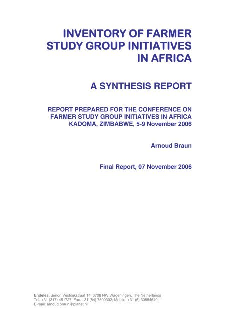 inventory of farmer study group initiatives in africa - Share4Dev.info