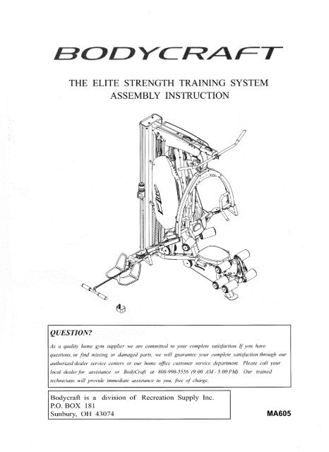the elite strength training system assembly instruction - Bodycraft