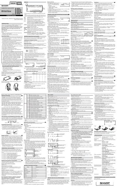 El W531 G H Ha W535 Operation Manual Gb Sharp