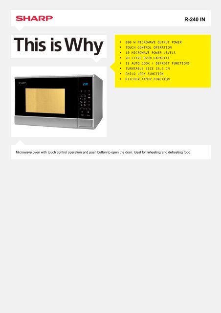 R-240 IN-Microwave Household MWO - Sharp Electronics