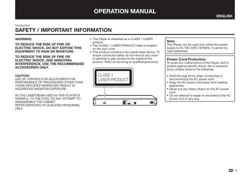 BD-HP35S Operation-Manual GB - Sharp