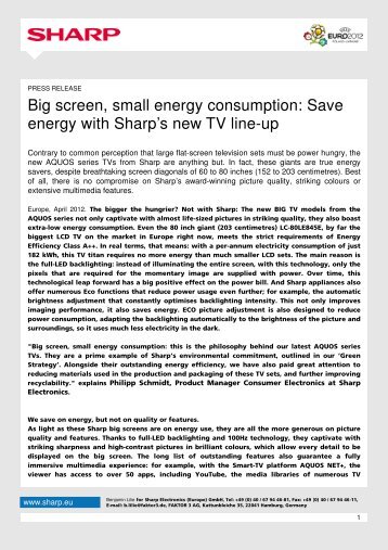 Big screen, small energy consumption - Sharp