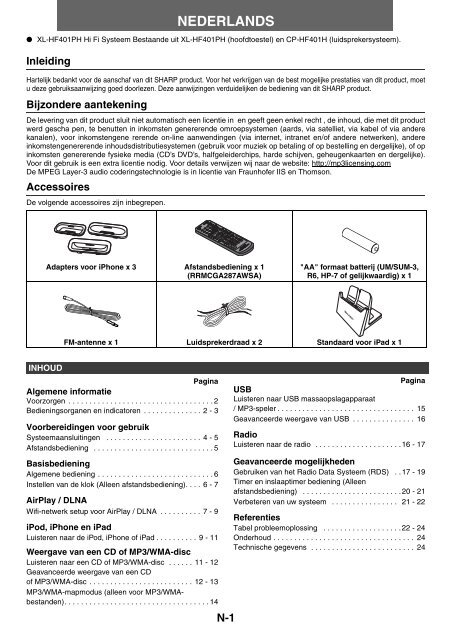 XL-HF401PH Operation-Manual NL - Sharp