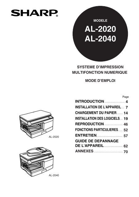 AL-2020/2040 Operation-Manual FR - Sharp