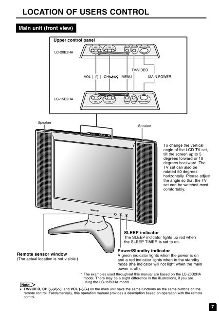 lc-15b2ha lc-20b2ha lcd colour television