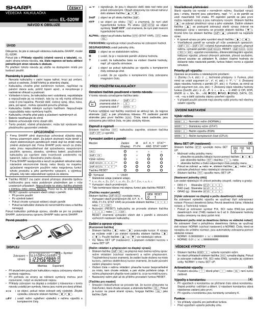 EL-520W Operation-Manual CZ - Sharp