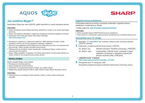 LC-40/46/52/60LE8xx Operation-Manual Skype LT - Sharp