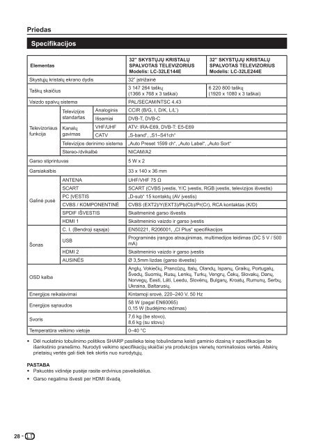 LC-32LE144E/LE244E Operation-Manual LT - Sharp