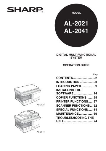 AL-2021/2041 Operation-Manual GB - Sharp