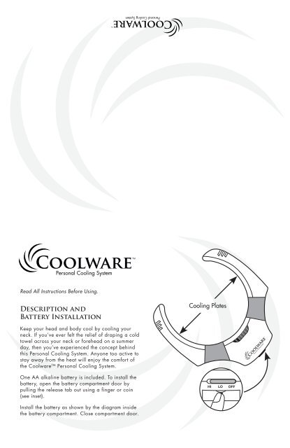 DEScRiPtiON ANd BAttERy INStAllAtiON - The Sharper Image