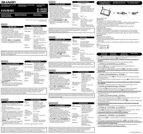 EL-331ER/330ER Operation-Manual GB DE FR ES IT SE NL - Sharp