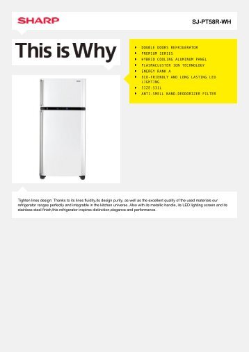 SJ-PT58R-WH-Refrigirator Large 2 Door - Sharp Electronics