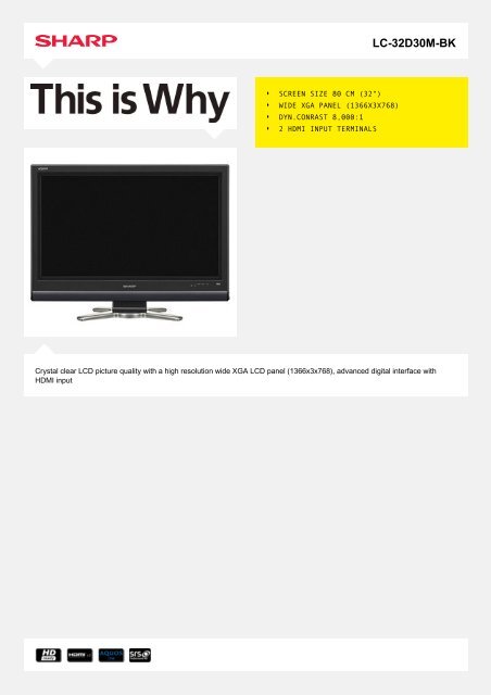 LC-32D30M-BK-LCD TV 26 - 32 inch - Sharp Electronics