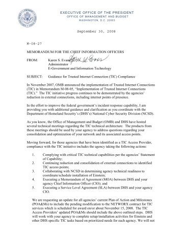 September 30, 2008 M-08-27 MEMORANDUM ... - The White House