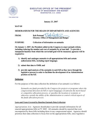 Memorandum for the Heads of Departments and ... - The White House