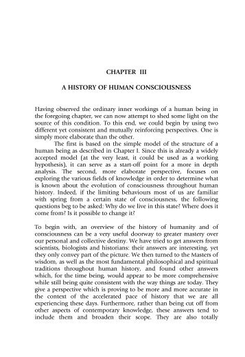 CHAPTER III A HISTORY OF HUMAN CONSCIOUSNESS