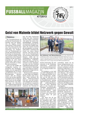 FUSSBALLMAGAZIN - Schleswig-Holsteinischer Fussballverband eV