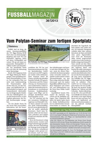 FUSSBALLMAGAZIN - Schleswig-Holsteinischer Fussballverband eV