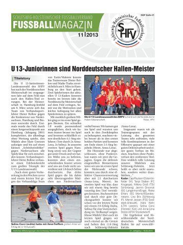 FUSSBALLMAGAZIN - Schleswig-Holsteinischer Fussballverband eV