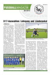 FUSSBALLMAGAZIN - Schleswig-Holsteinischer Fussballverband eV