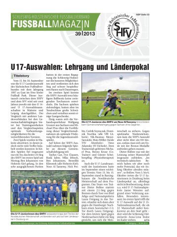 FUSSBALLMAGAZIN - Schleswig-Holsteinischer Fussballverband eV