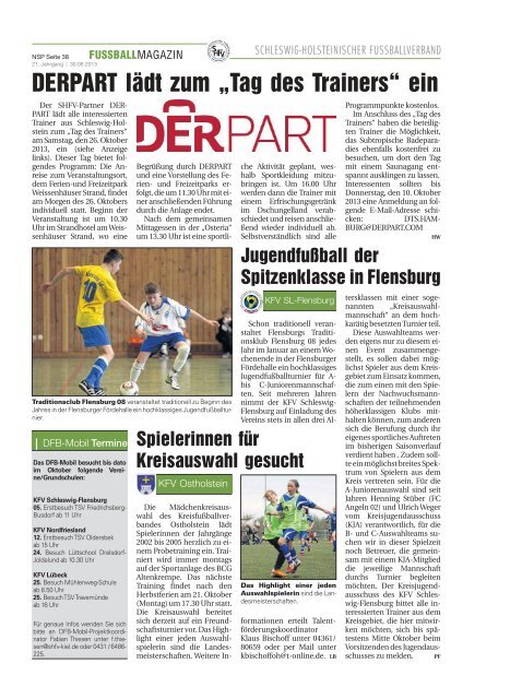 FUSSBALLMAGAZIN - Schleswig-Holsteinischer Fussballverband eV