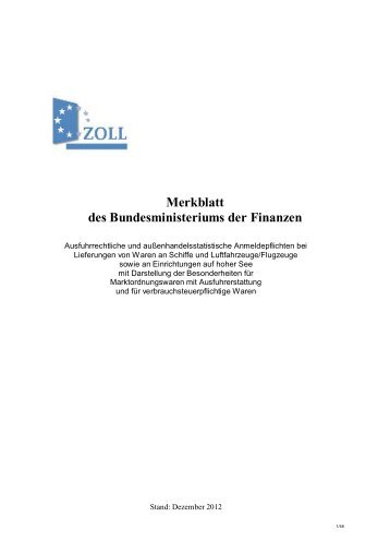 Merkblatt des Bundesministeriums der Finanzen