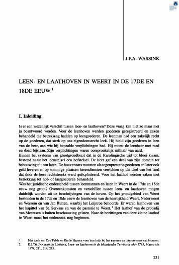 Leen- en laathoven in Weert in de 17de en 18de eeuw. - Stichting ...